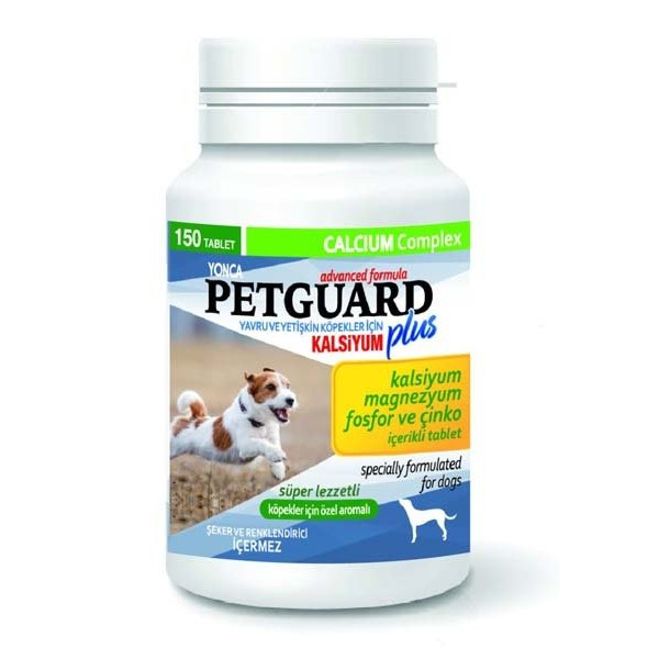 Petguard 150 Adet Magnezyum Fosfor ve Çinkolu Kalsiyum Kedi Tableti | Kedi Vitamini